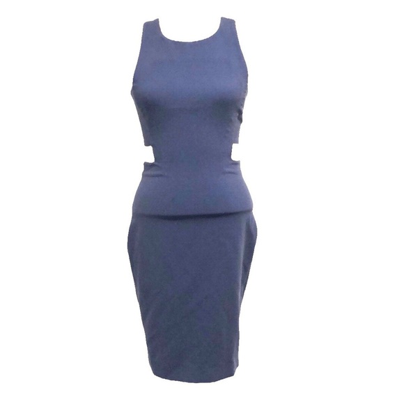 Elizabeth and James Phoenix Dress Size 6 Dusty Blue Cut Out Sides Bodycon - Picture 2 of 10